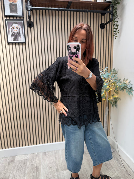 Embroidered / Lace V Neck Boho Top