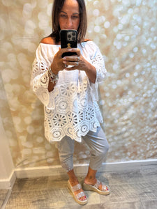 Bardot /Crochet Top