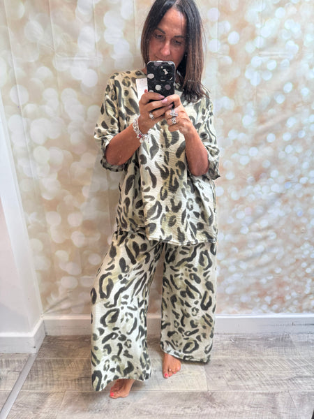 2 Piece Leopard Trouser / Tunic  set