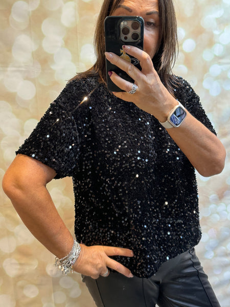Velour / Sequin Boxy Top