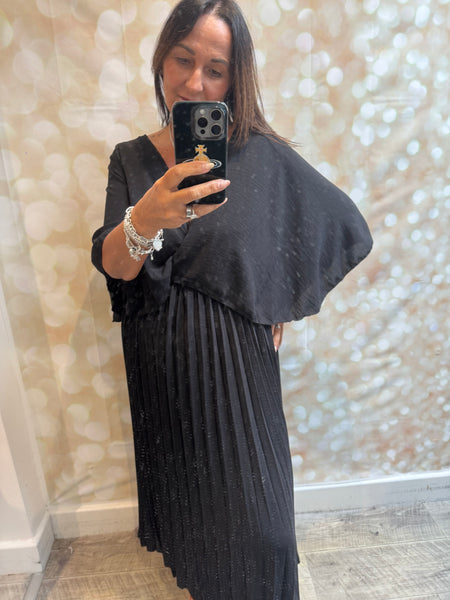 Crinkle fabric cape dress