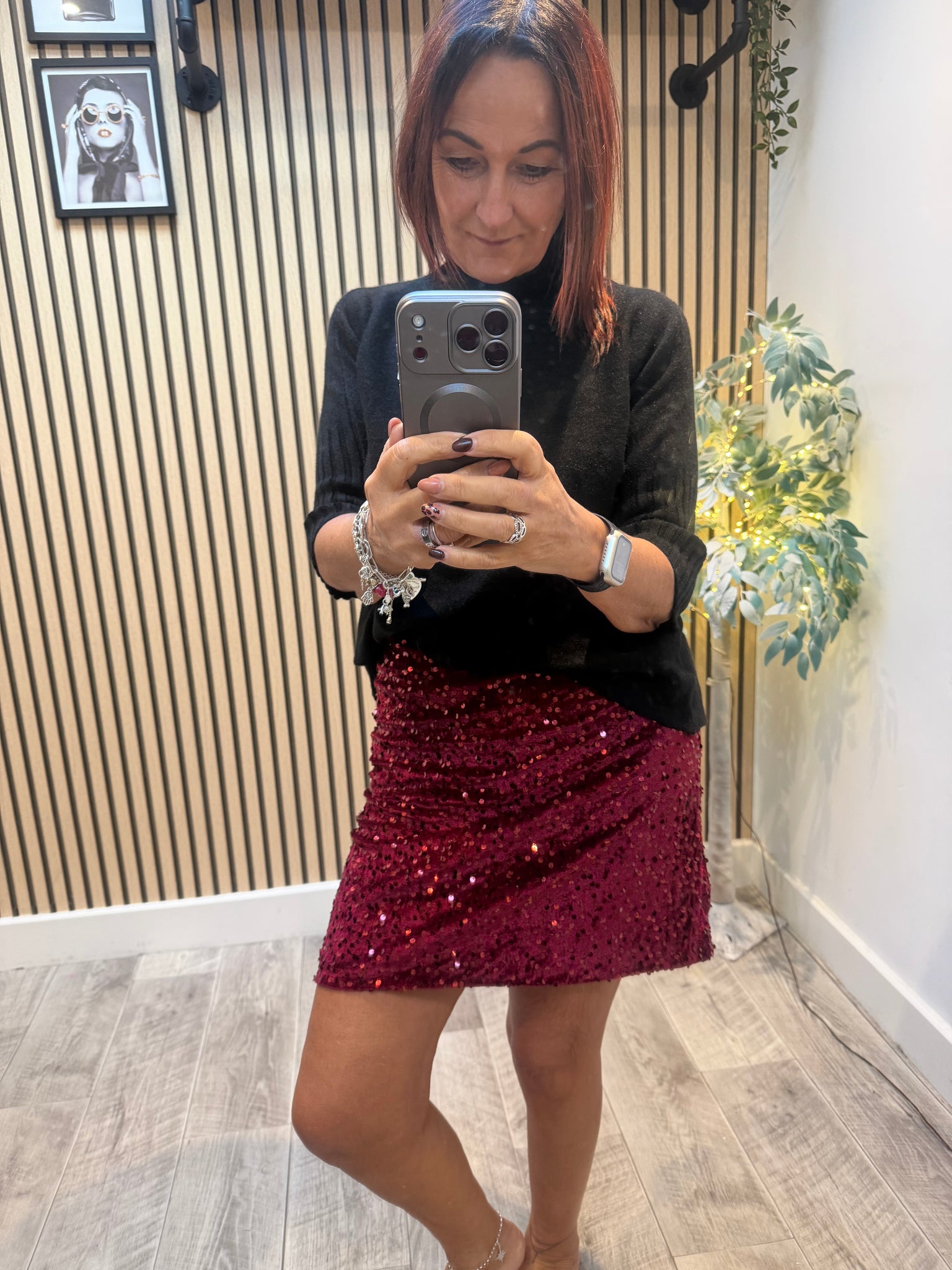Studio Velour/Sequin Mini  Skirt