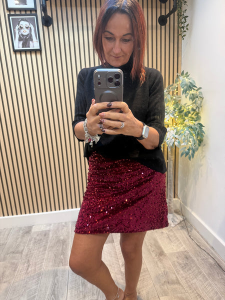 Studio Velour/Sequin Mini  Skirt