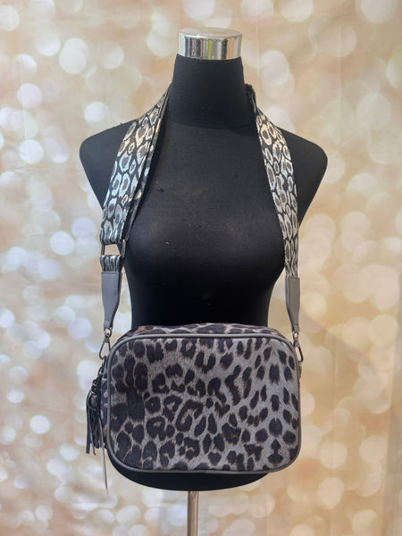 Faux Suede Leopard Bag with leopard Strap