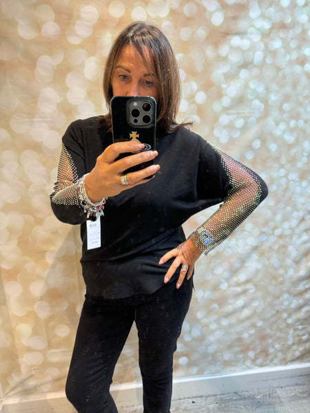Soft Touch Jumper with Fishnet sleeves