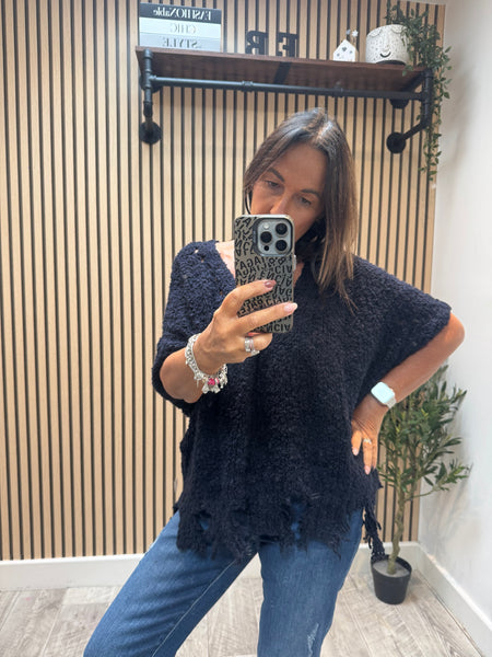 Distressed Hem Chunky popcorn Jumper
