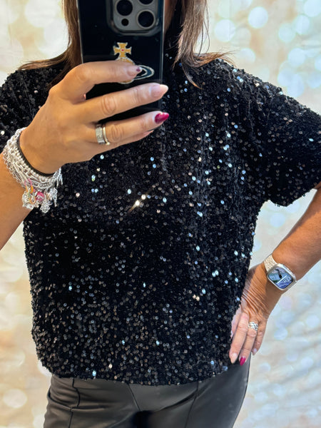 Velour / Sequin Boxy Top