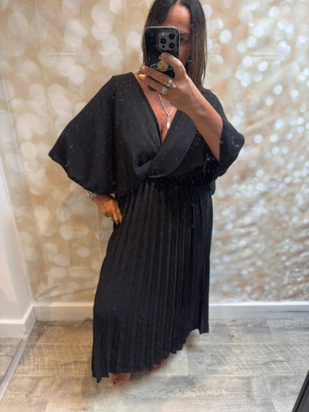 Crinkle fabric cape dress