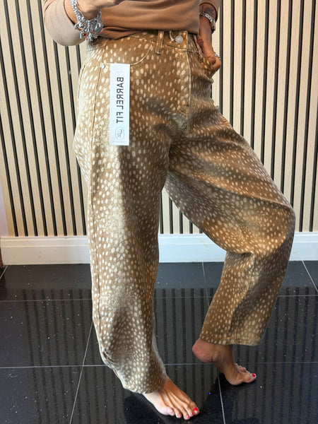 Deer Print  Barrel Jeans