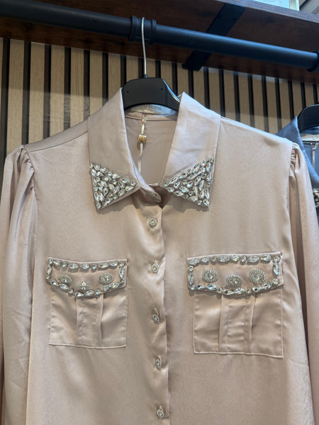 Studio Embellished Silky  blouse