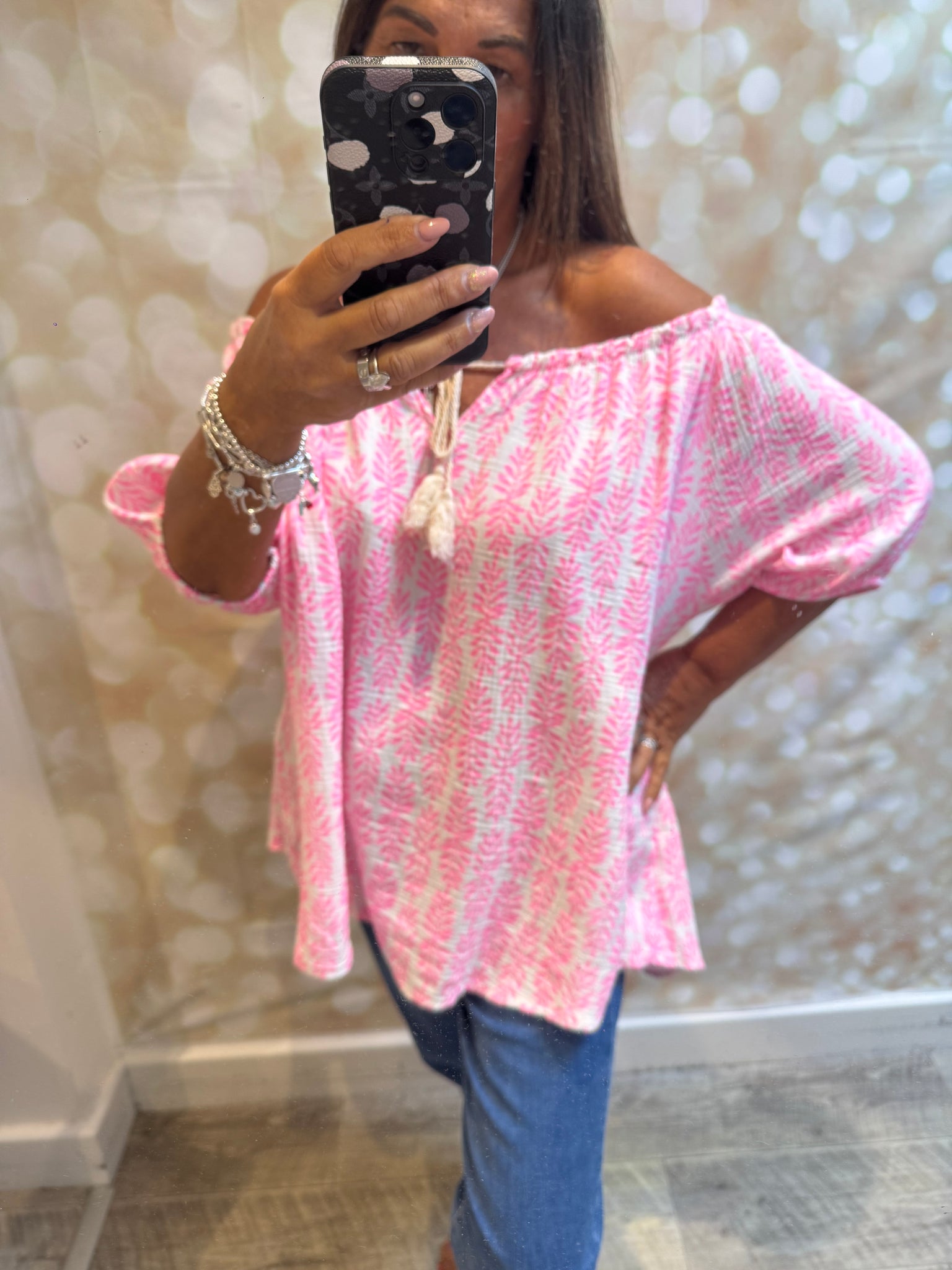 Waffle Bardot Top