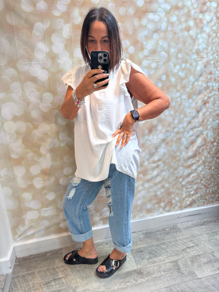 Crinkle fabric Button back Top