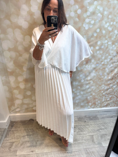 Crinkle fabric cape dress