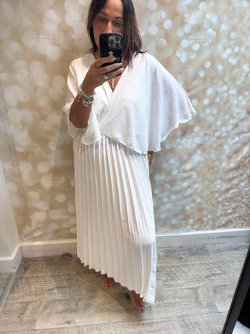 Crinkle fabric cape dress