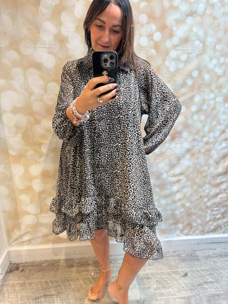 Studio Animal print dress with frill hem