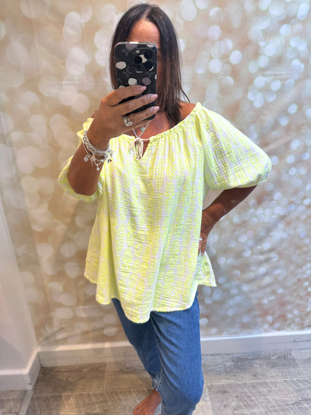 Waffle Bardot Top
