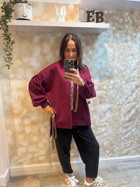 Studio Hooded Sweatshirt with leopard ties