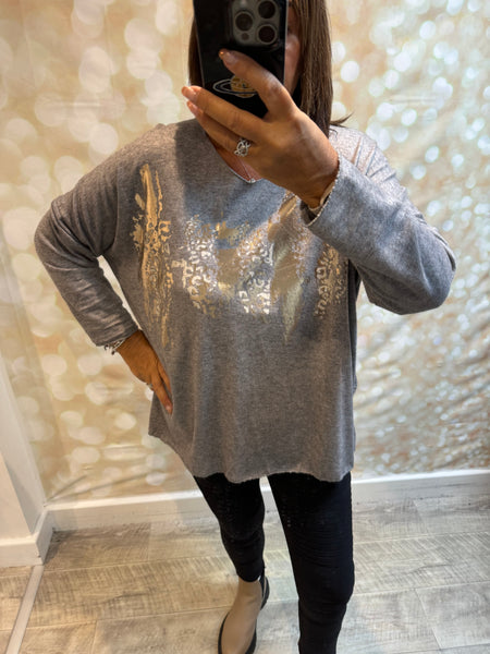Soft touch leopard/metallic Jumper