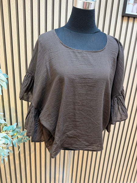 Crinkle Frill sleeve Top
