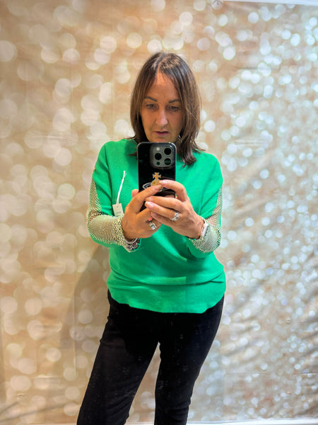 Soft Touch Jumper with Fishnet sleeves
