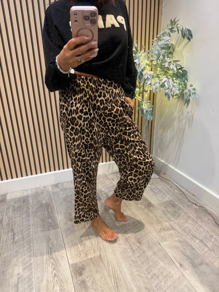 Studio Tapered Leg Leopard Trousers