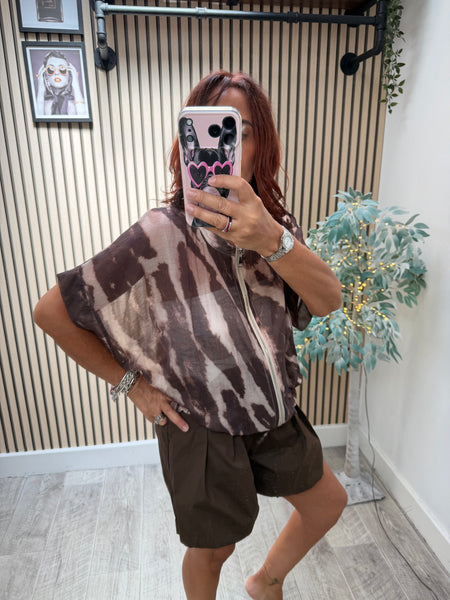 Silky Bomber Jacket with short sleeves