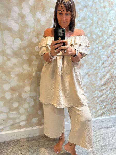 2 Piece cropped Trouser / bardot set