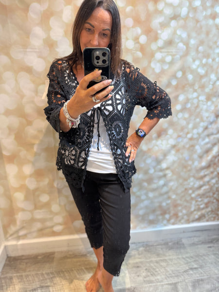 Crochet Tie Front Cardigan