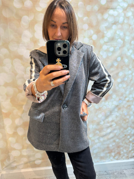 Zeta Otto Sparkle Hooded Long Sleeve Blazer