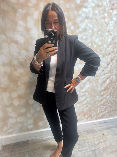 Rouched Sleeve Blazer