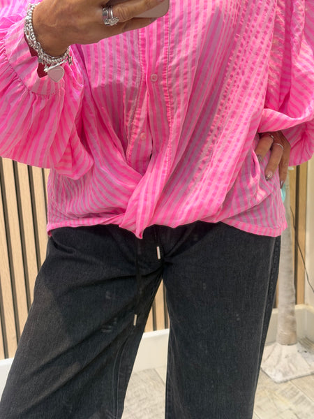 Striped Twist Hem  shirt