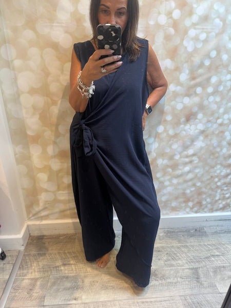 Curve Wrap Over Palazzo Jumpsuit