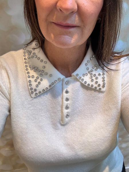 Diamante Collar Soft Knit Jumper