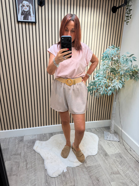 Crinkle Belted Shorts