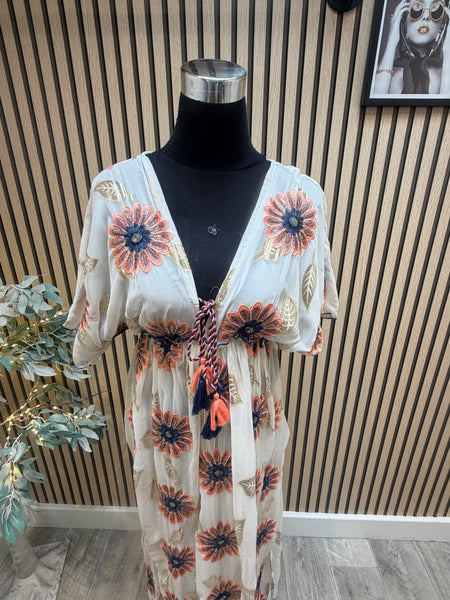 Embroidered chiffon Maxi Dress