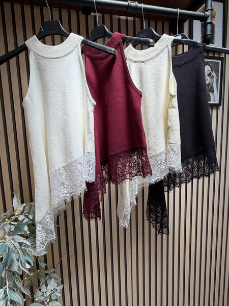 Fine knit Asymetric halter neck top