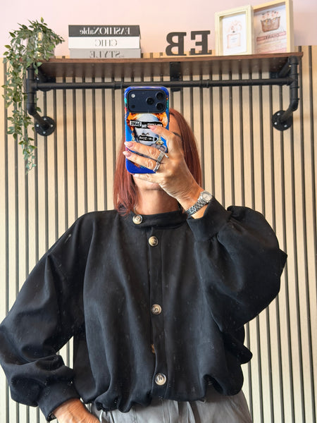 Faux Suede  Bubble hem Bomber Jacket