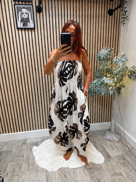 Leaf Bandeau Top Hareem Jumpsuit