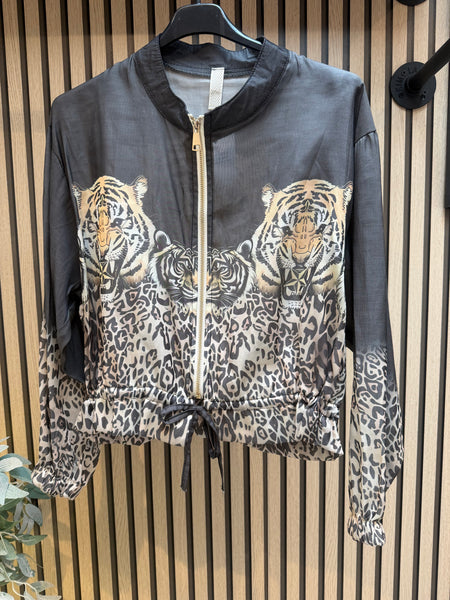 Silky Leopard Bomber Jacket
