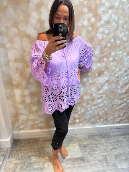 Bardot /Crochet Top