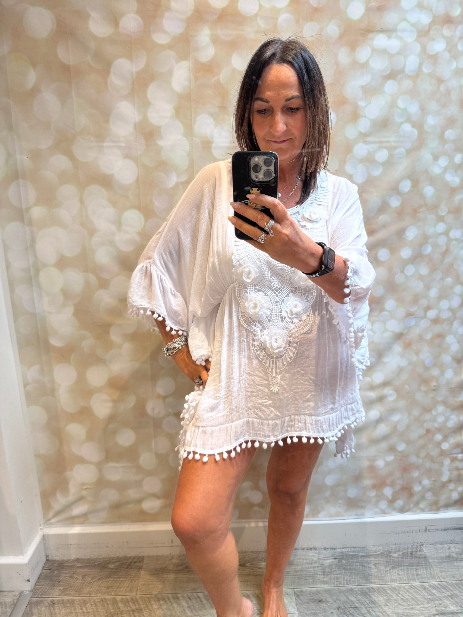Pompom Trim Cover Up