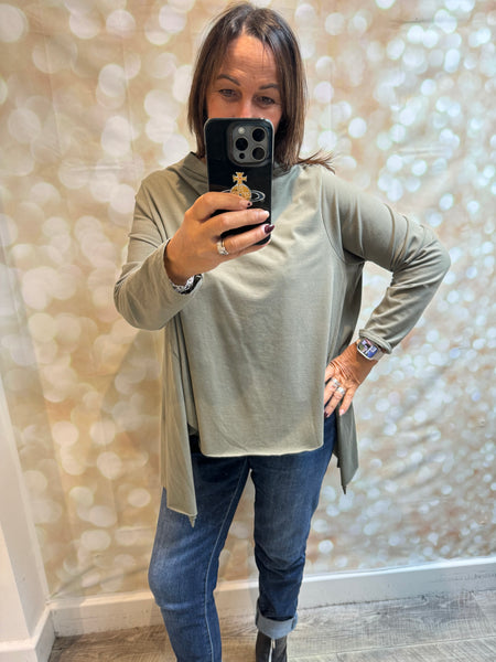 Slash Neck Overlay Jersey Top