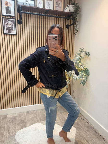 Studio Dark Denim Biker Jacket