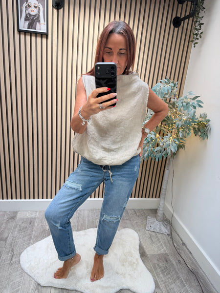 Studio Linen Boat Neck Top