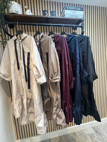 Frill hem Hooded Mac