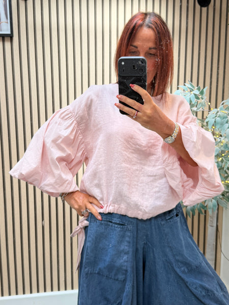 Studio Linen Puff sleeve Top