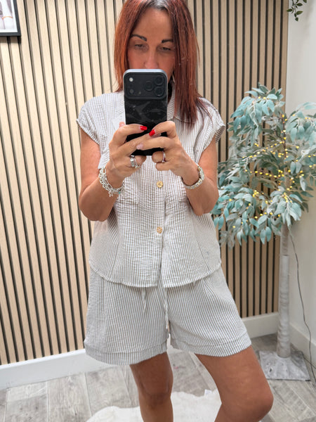 2 Piece Pinstriped  Short/shirt