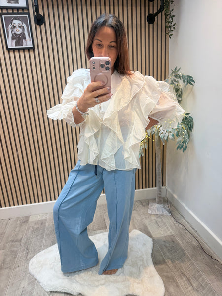 Silky sheer Frill blouse