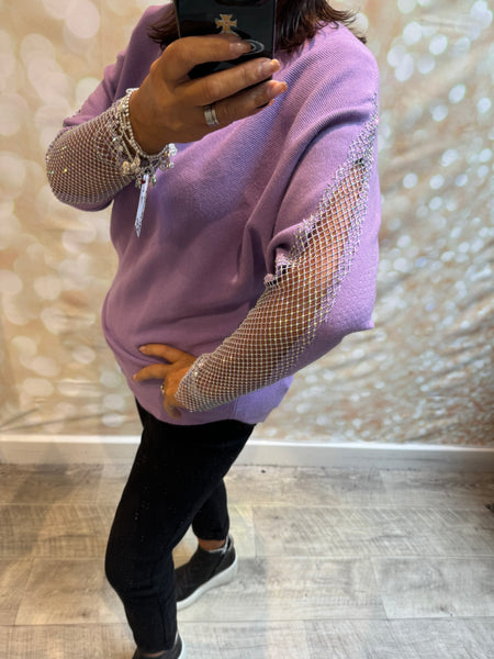 Soft Touch Jumper with Fishnet sleeves