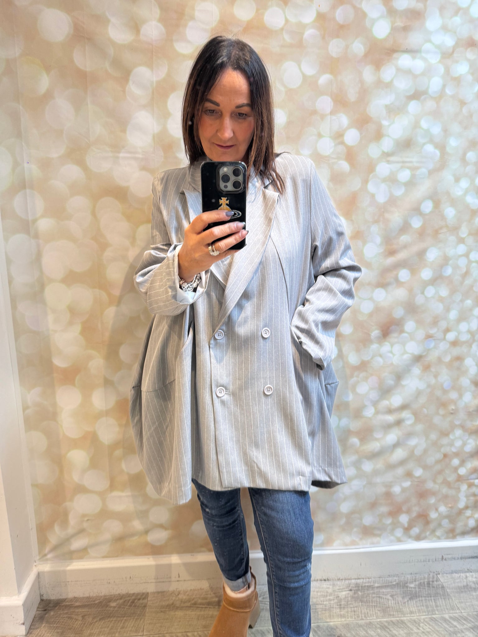 ID Oversized Pinstriped Blazer